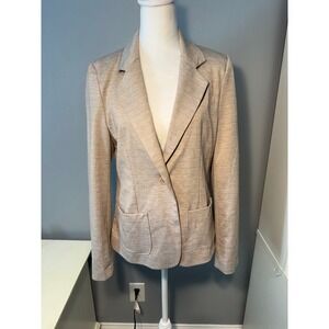 Cotton On Women's Beige Textured Button Front Blazer Jacket Size Large